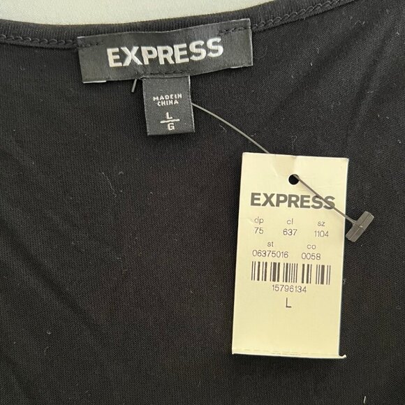 NWT Express Spaghetti Black Silver Sequin Lined Y2K Empire Cut Cocktail Blouse - Picture 6 of 8